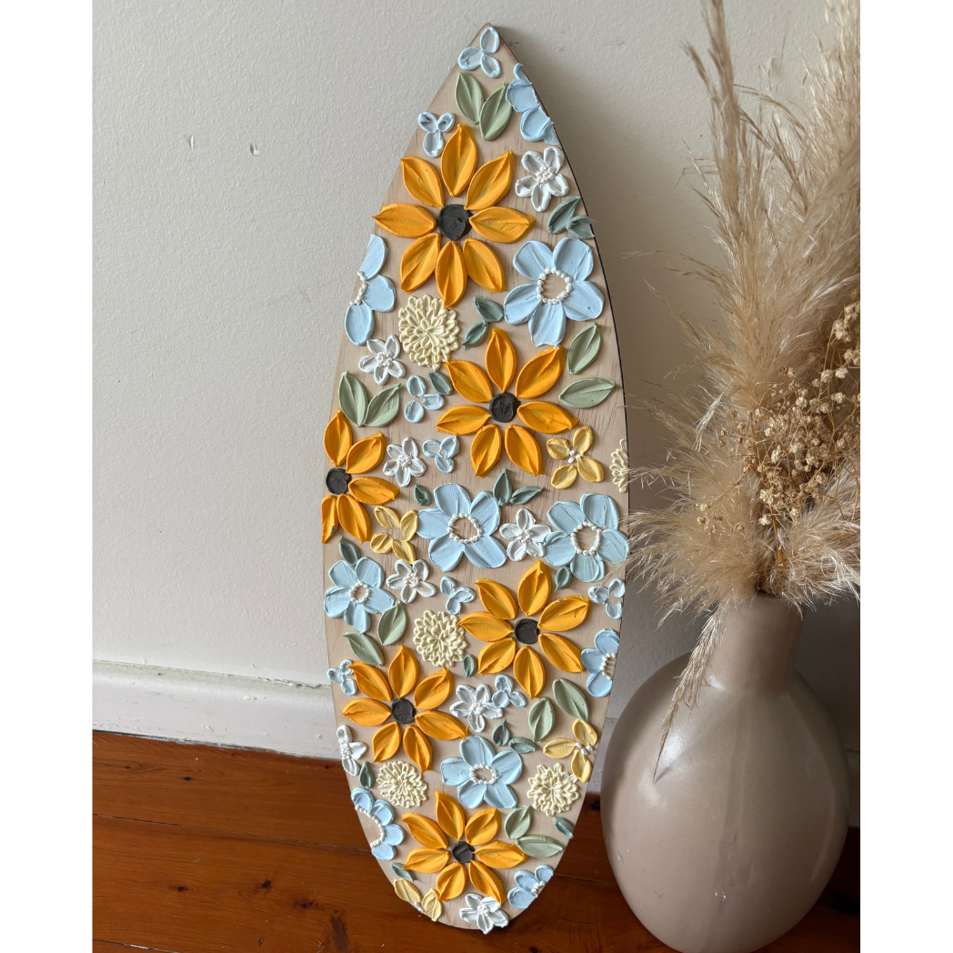 Personalised Floral hand painted Surfboard plaque