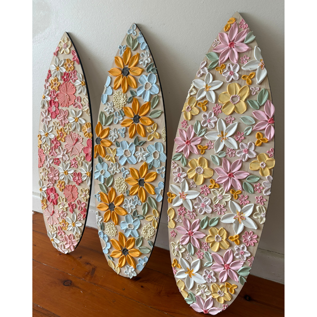 Personalised Floral hand painted Surfboard plaque