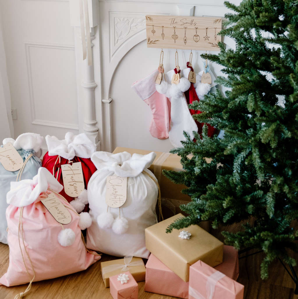 Velvet Santa Sacks (various colours) with Vinyl personalisation