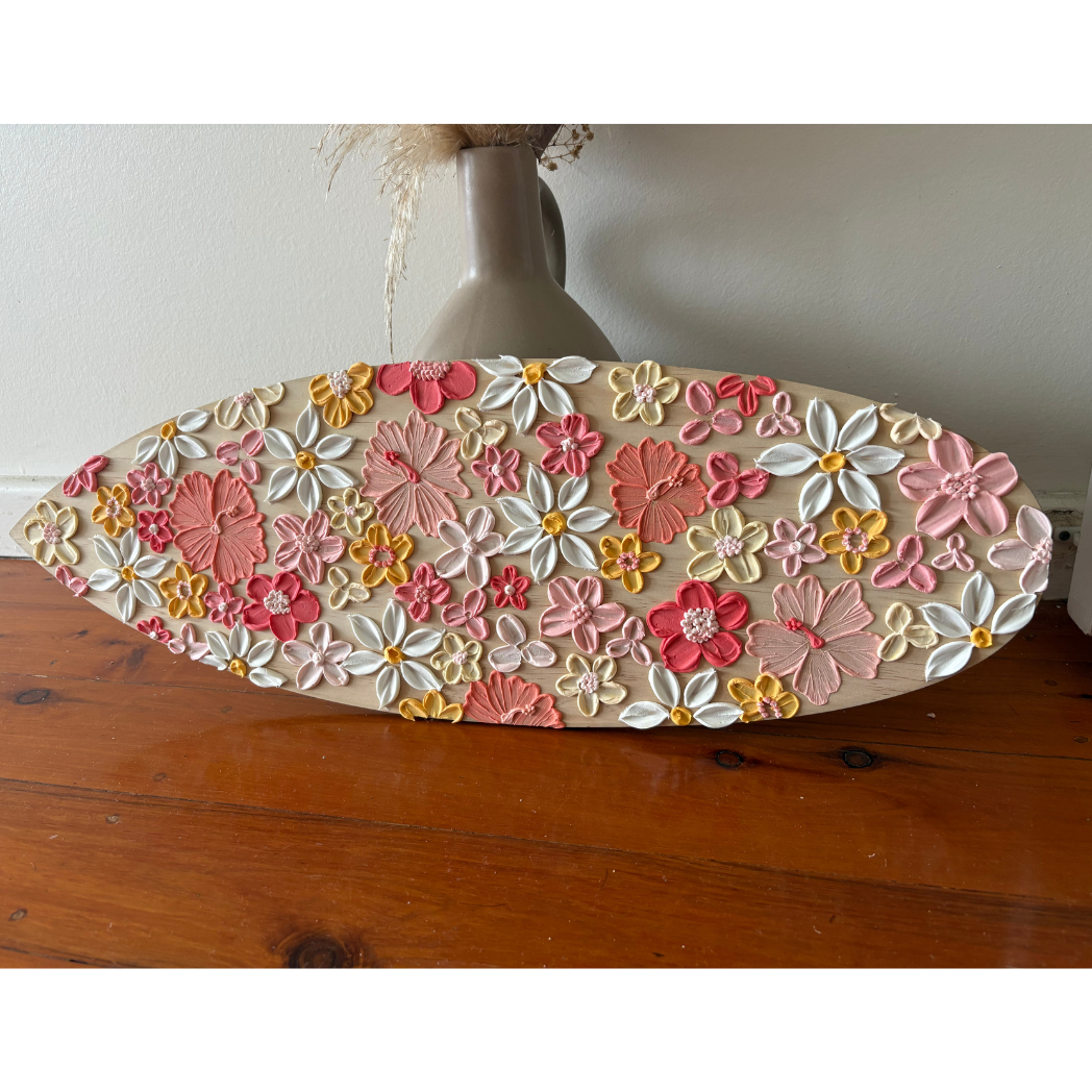 Personalised Floral hand painted Surfboard plaque