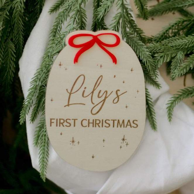 Red Bow First Christmas Plaque