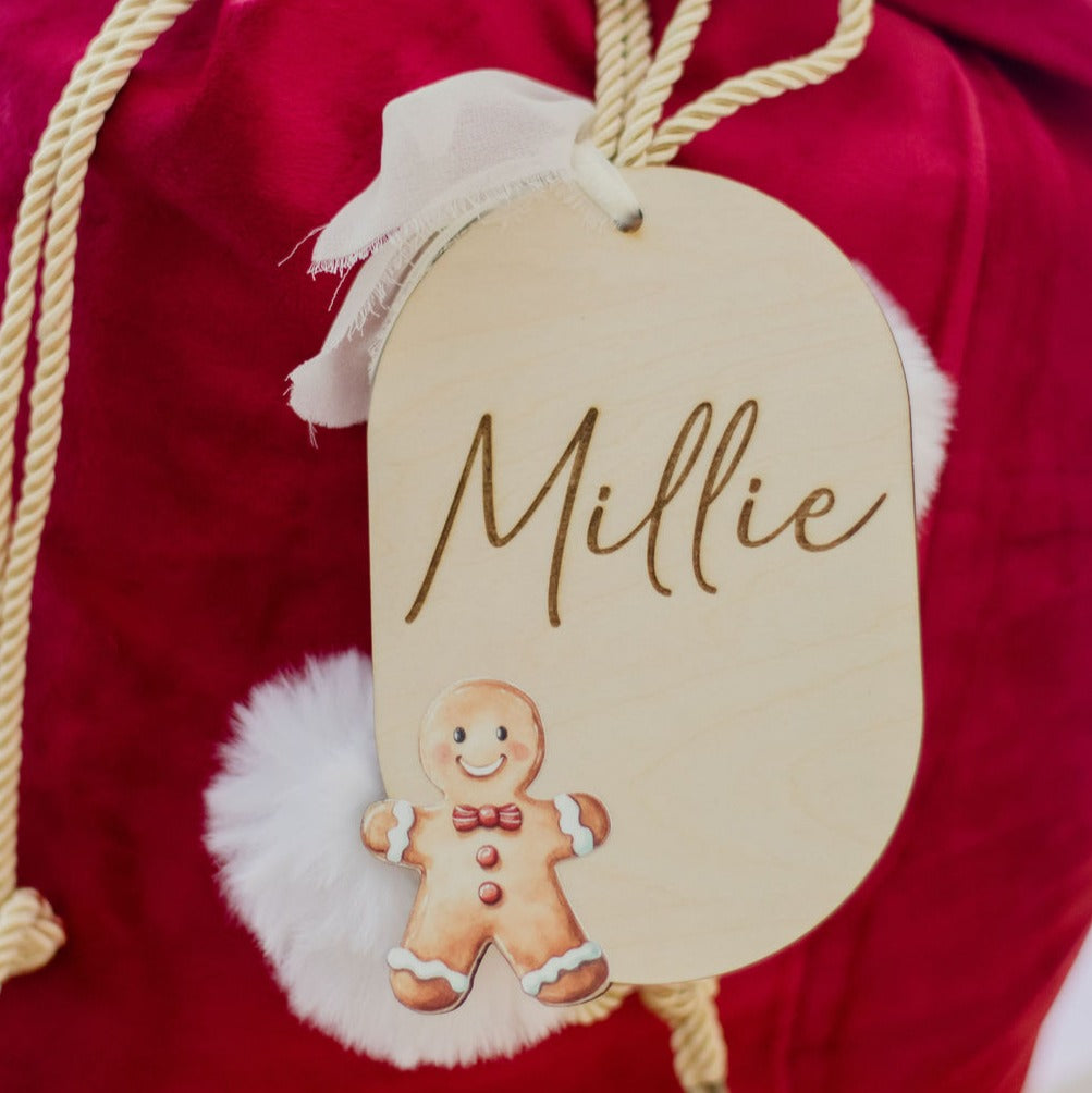 Watercolour printed Christmas Tag (Santa sack standalone tag)