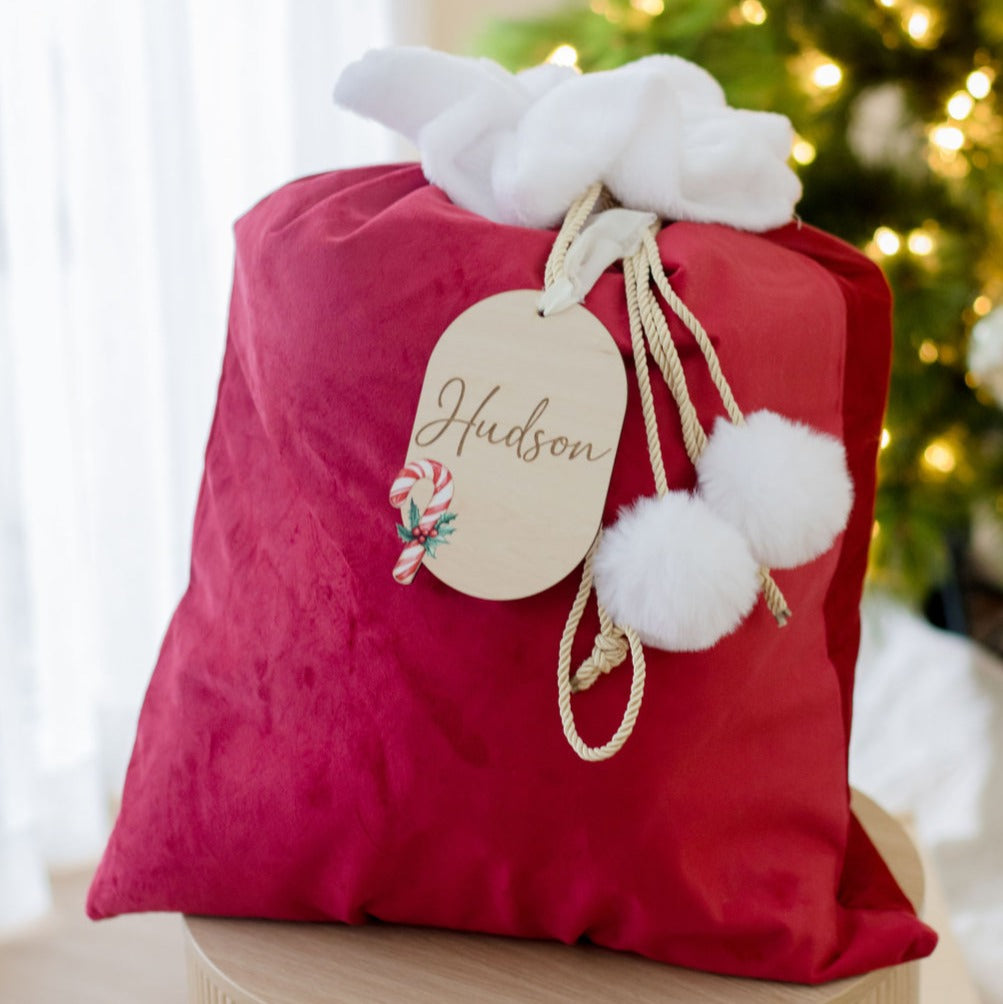 Watercolour printed Christmas Tag (Santa sack standalone tag)