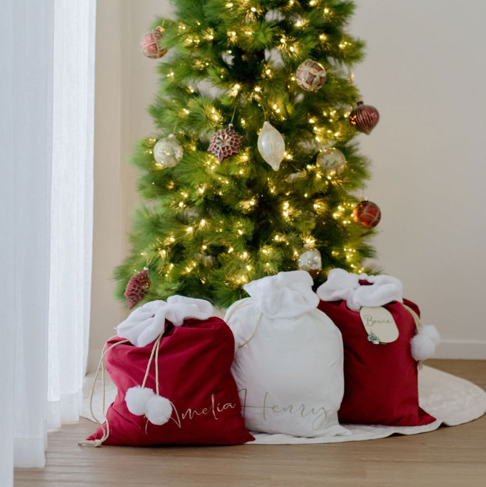 Velvet Santa Sacks (various colours) with Vinyl personalisation