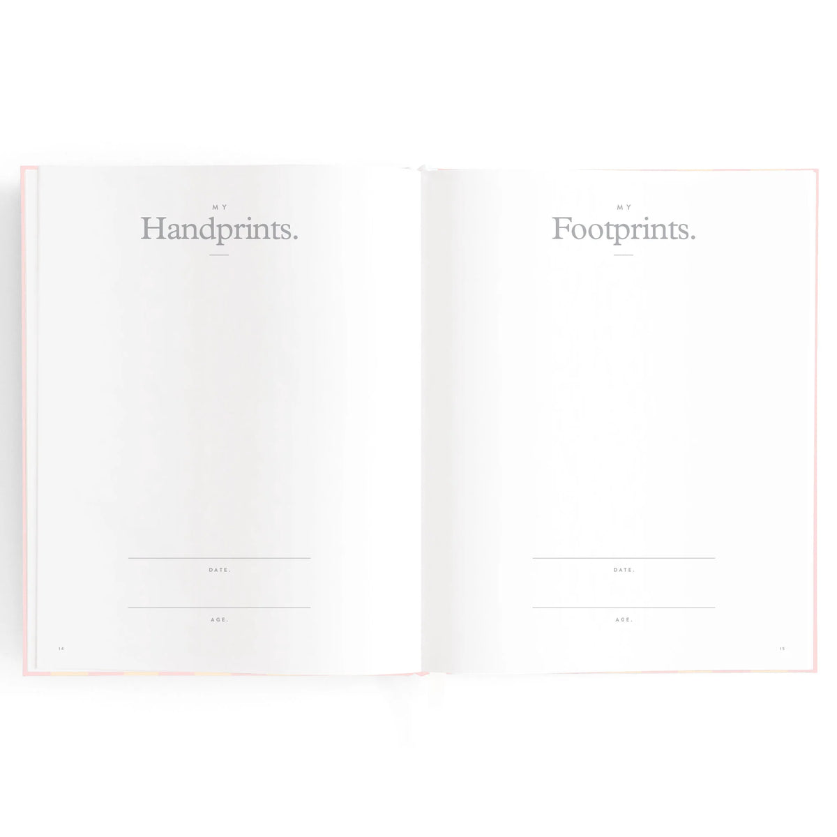 Baby book pages with area for Handprints and Footprints