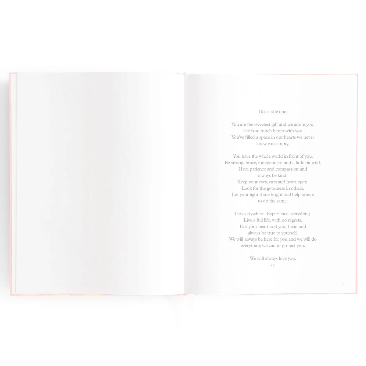Baby book pages with area for message to your little one