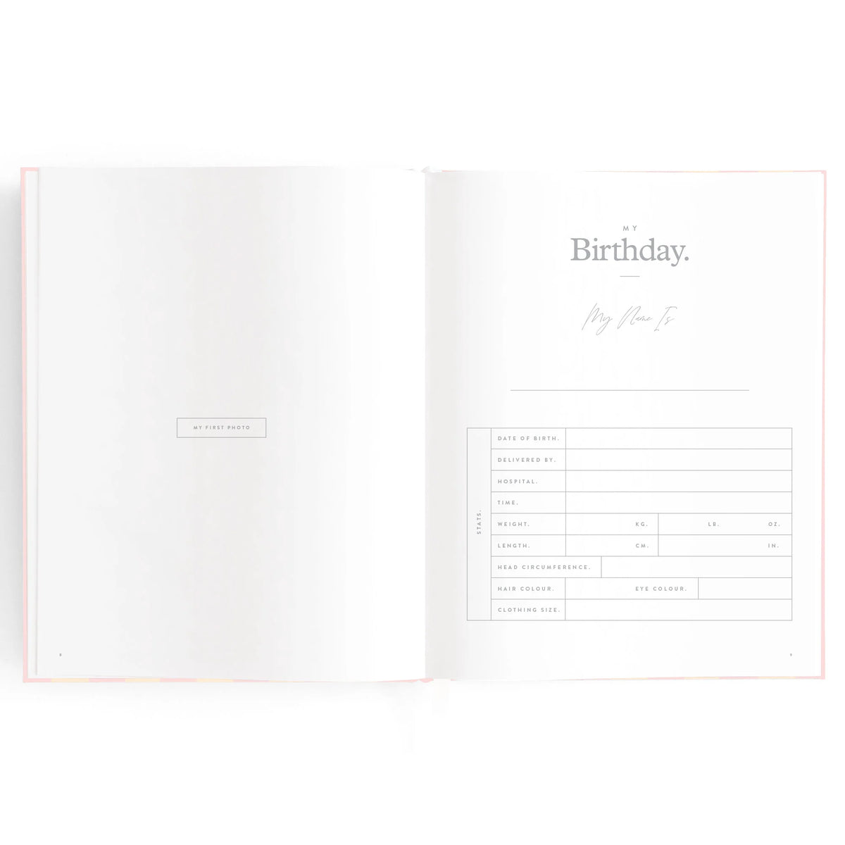 Baby book pages with area for Birthday details