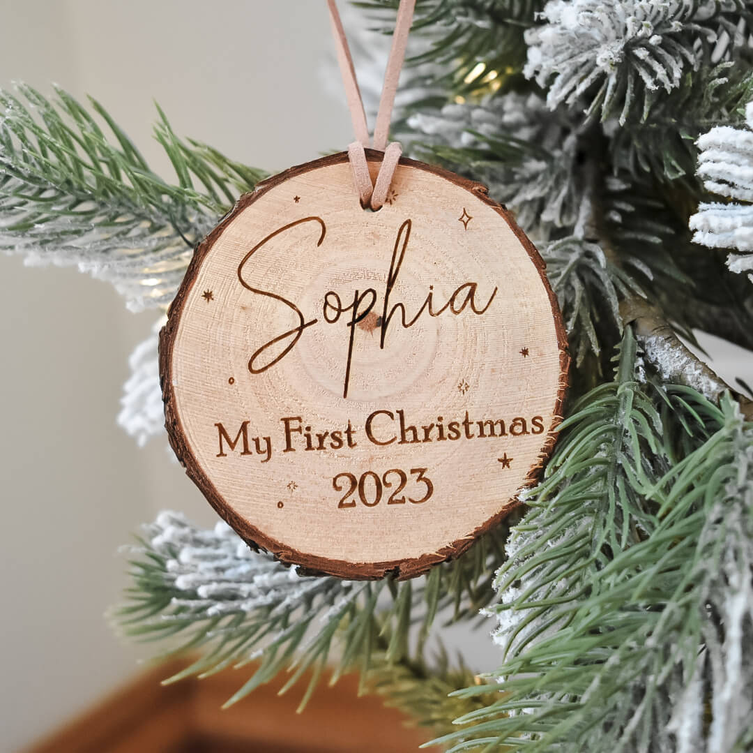 Baby&#39;s First Christmas Rustic Decoration