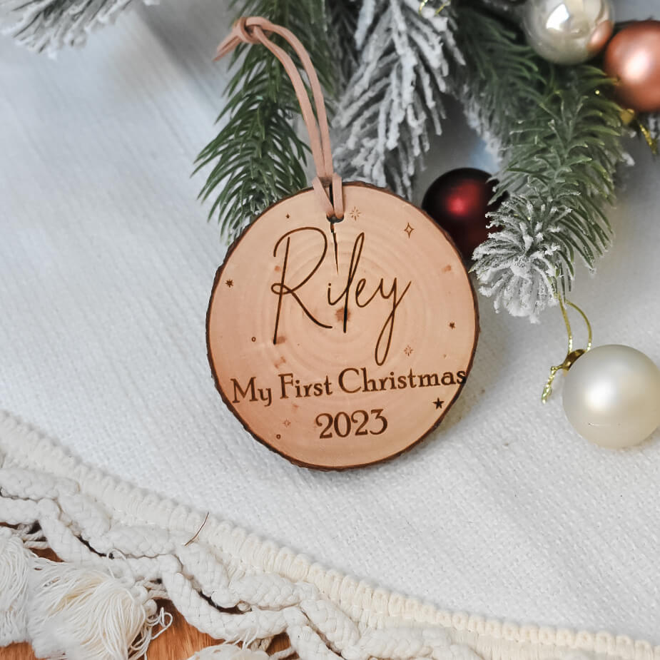 Baby&#39;s First Christmas Rustic Decoration