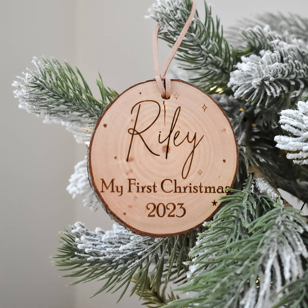 Baby&#39;s First Christmas Rustic Decoration