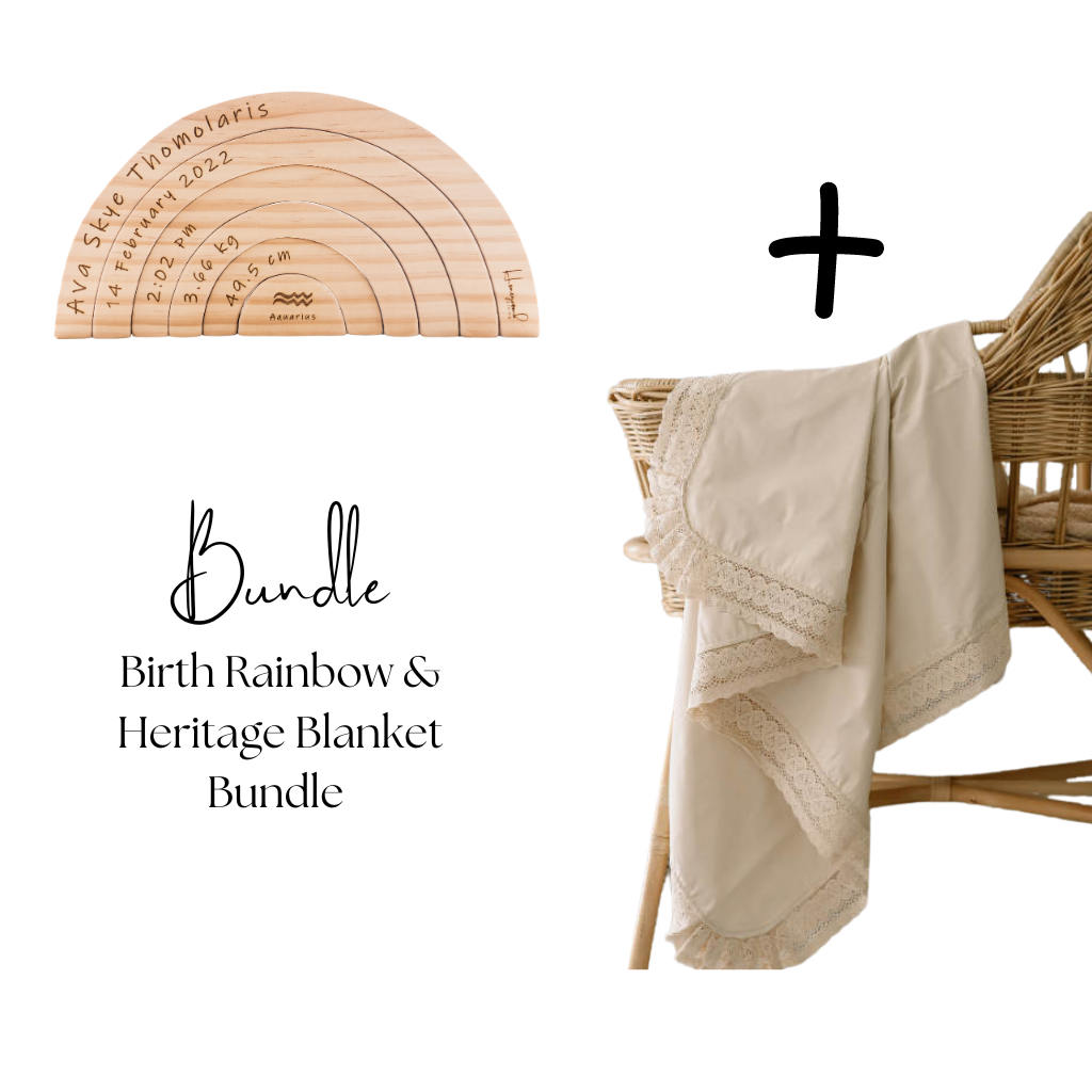 Birth Rainbow &amp; Heritage Blanket Bundle (Beige)