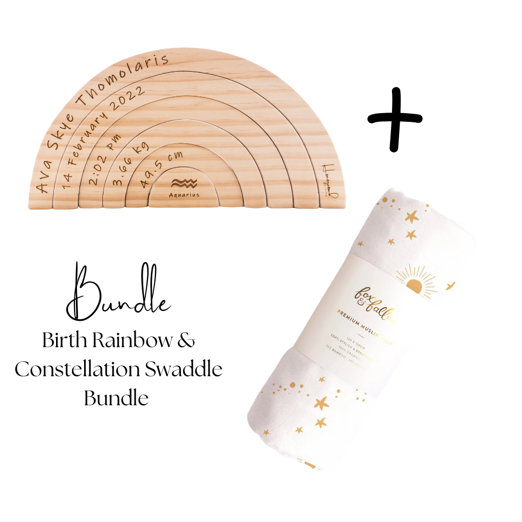 Birth Rainbow &amp; Constellation Swaddle Bundle