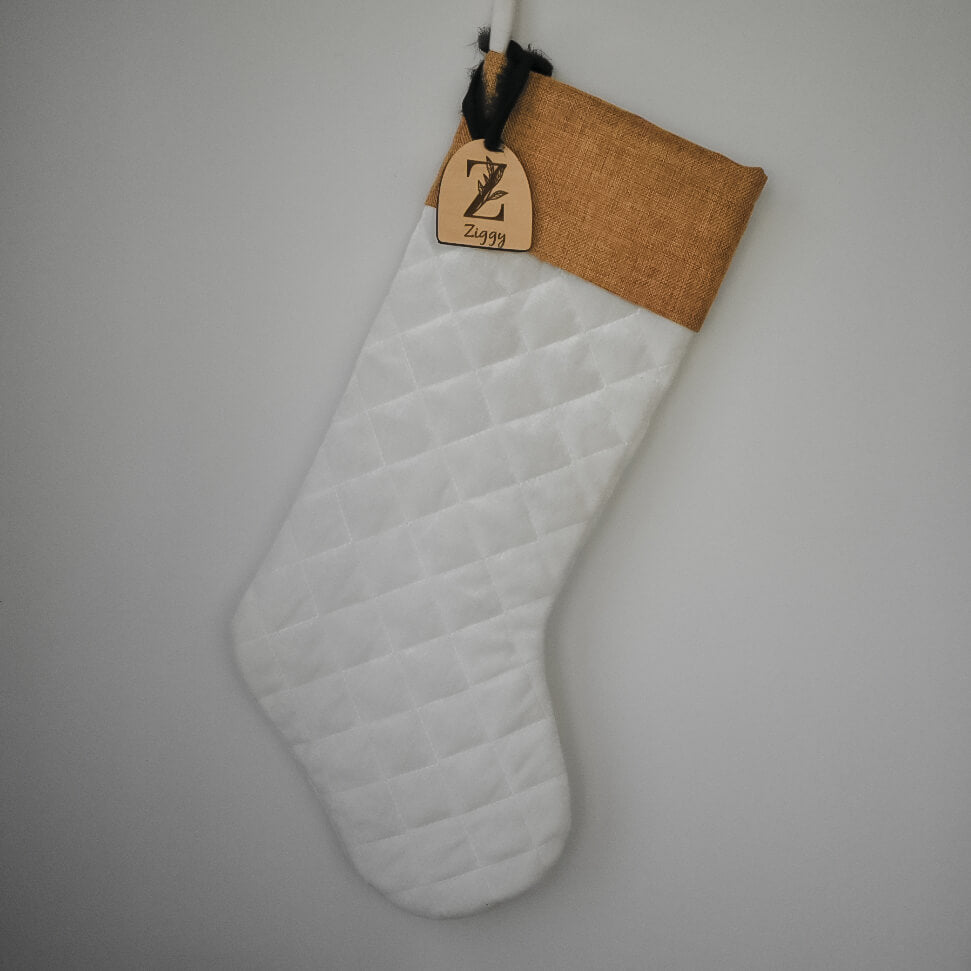 White Quilted Velvet Christmas Stocking 2023 variety