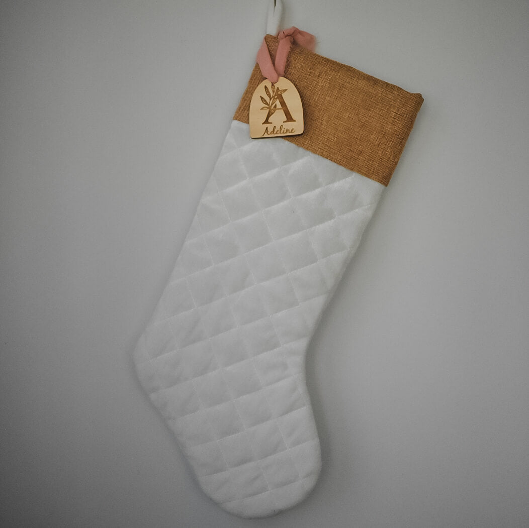 White Quilted Velvet Christmas Stocking 2023 variety
