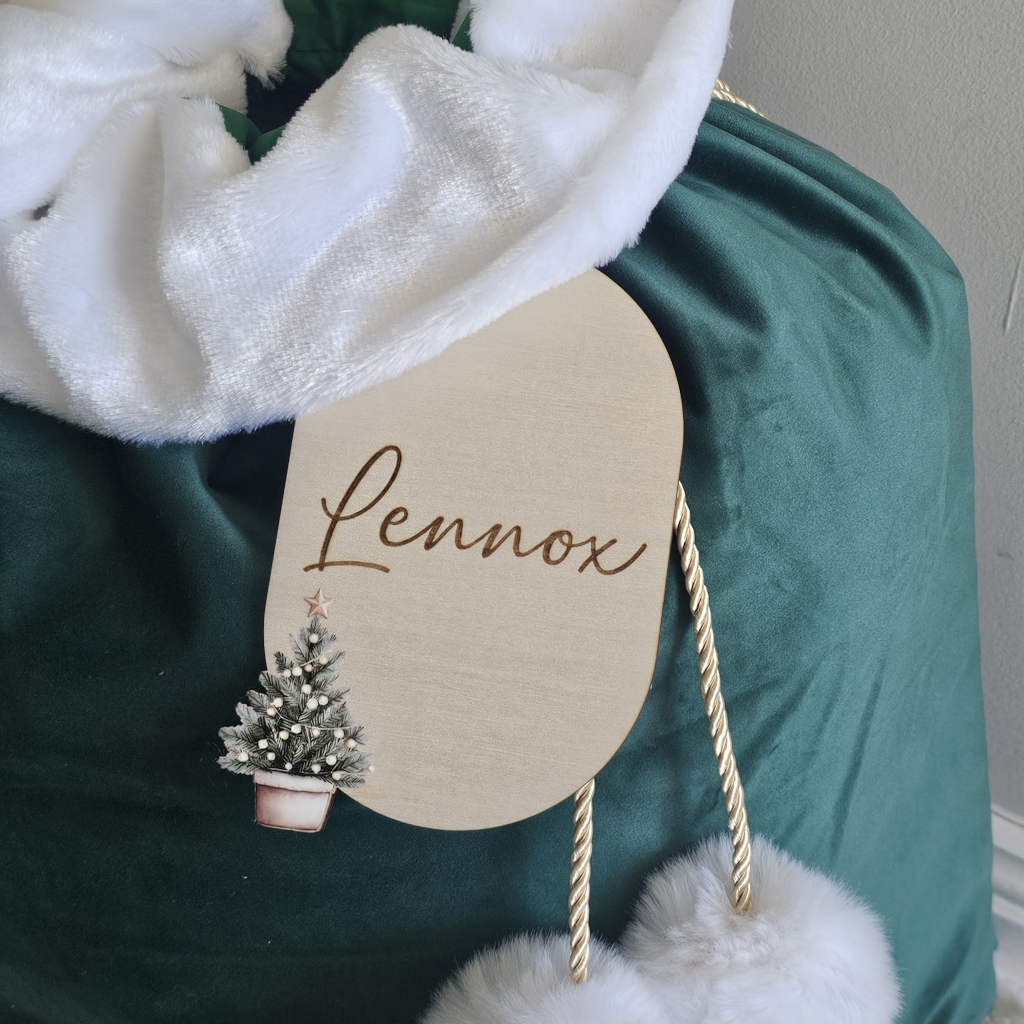 Watercolour printed Christmas Tag (Santa sack standalone tag)