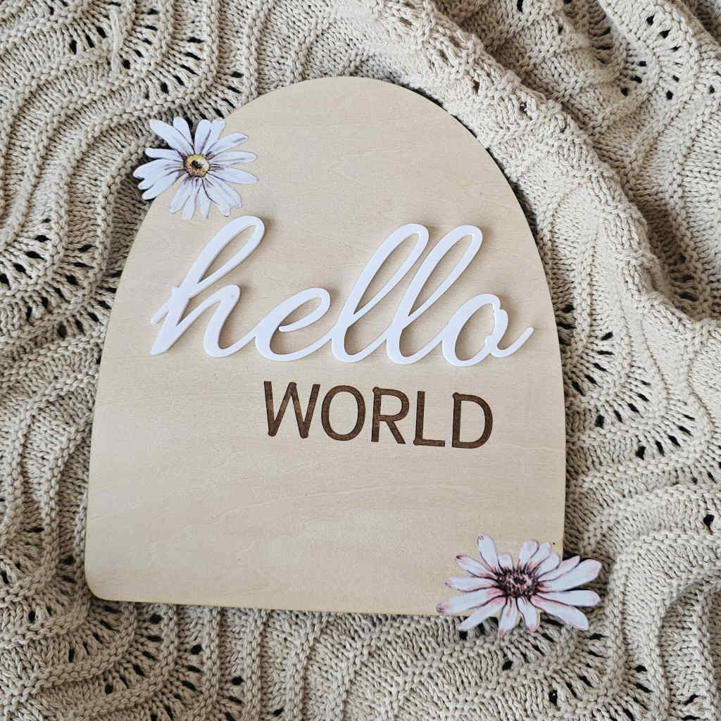 Hello World Daisy Plaque