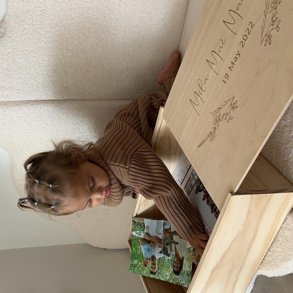 Floral Flourish personalised wooden keepsake box — Australian made baby gift