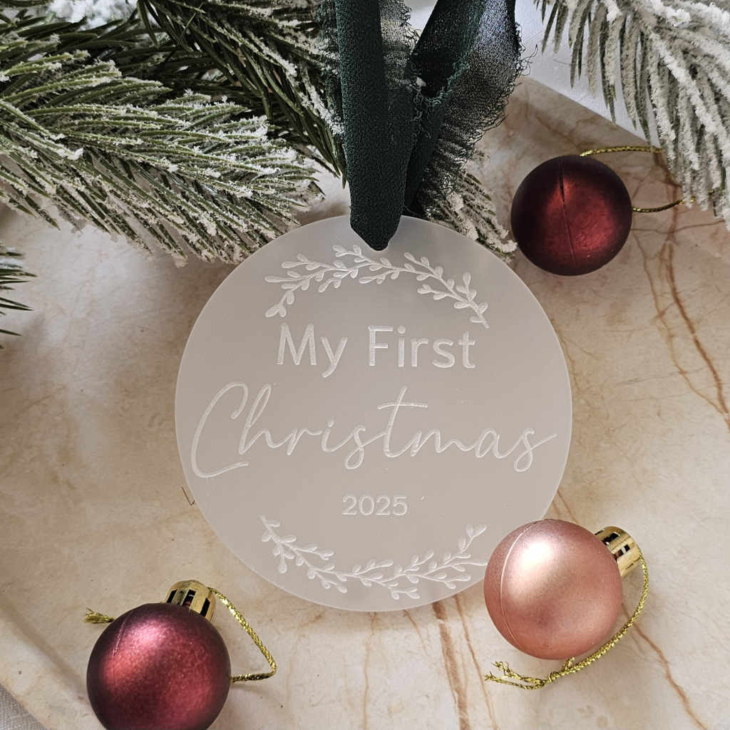 Frosted First Christmas Decoration