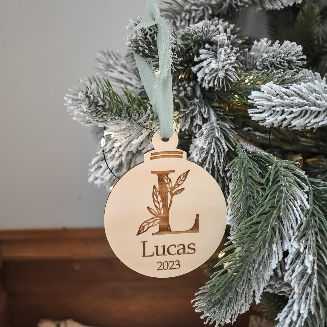 Leafy Letter Bauble Decoration