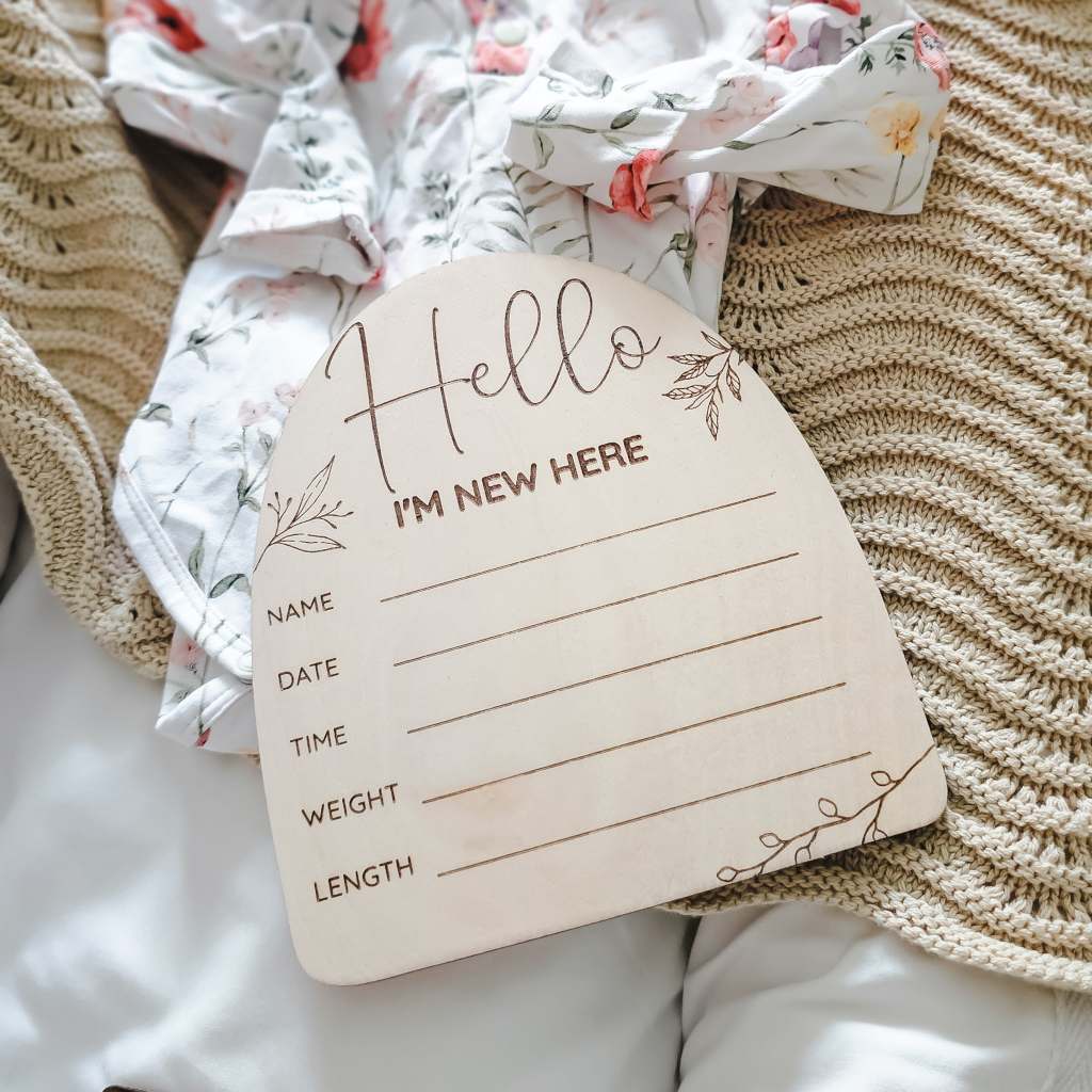 Hello baby plaque - Fill in birth details