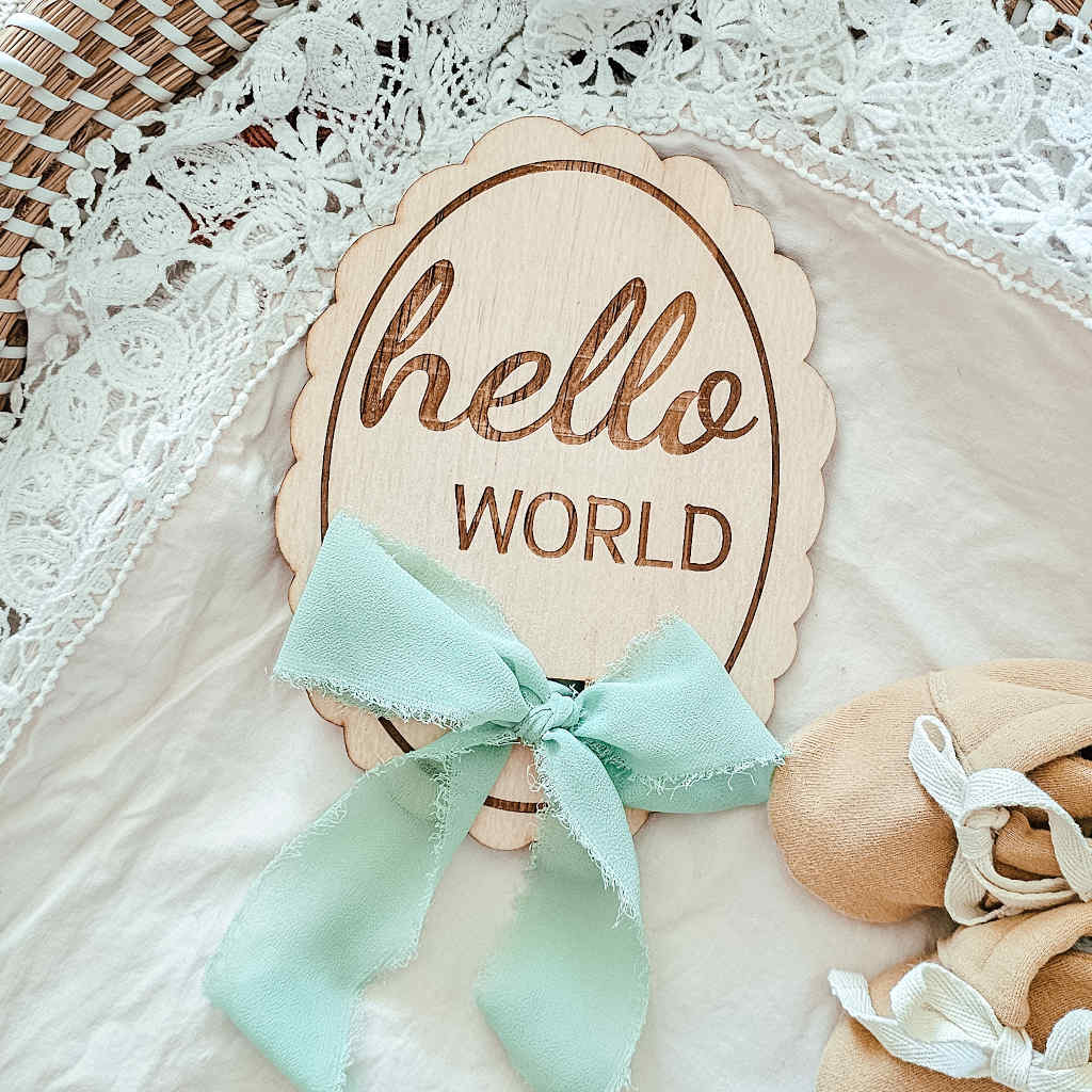Hello World Scalloped Plaque