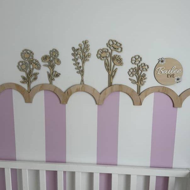 Wooden Wildflower wall set