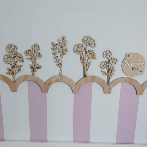 Wooden Wildflower wall set