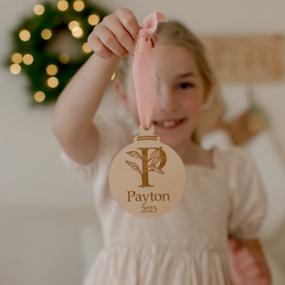Leafy Letter Bauble Decoration