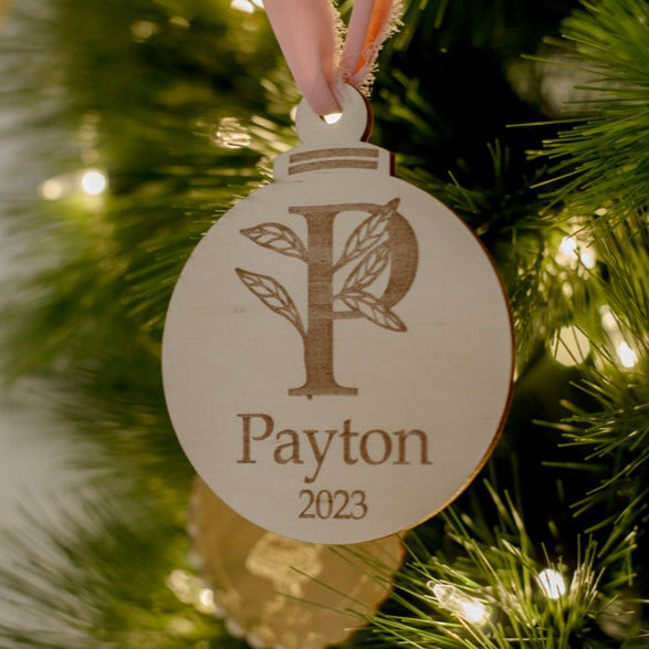 Leafy Letter Bauble Decoration