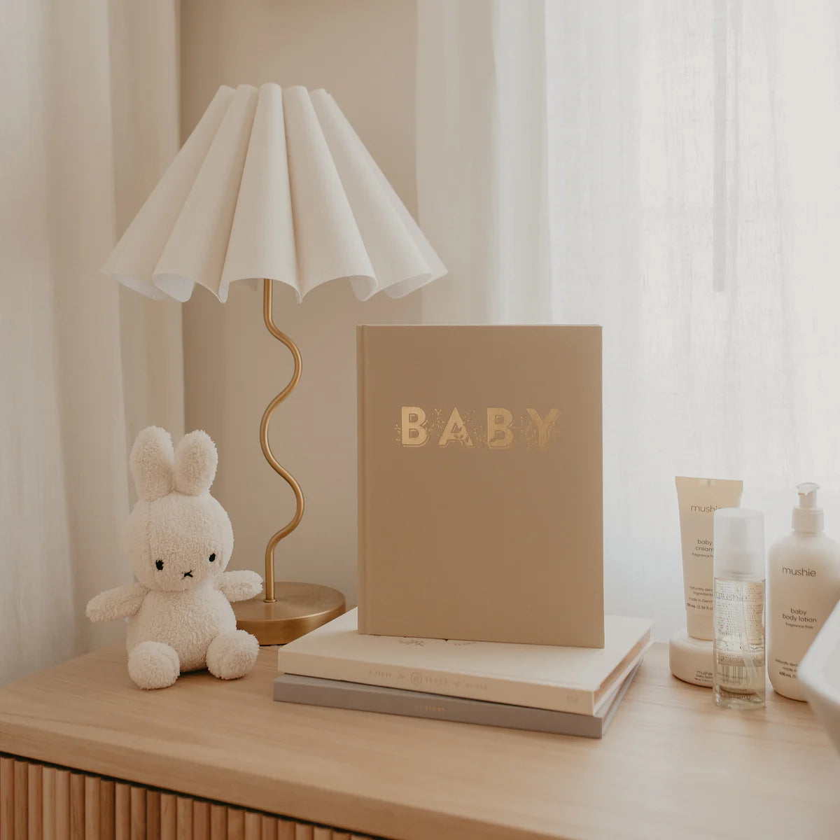 Baby Journal styled in nursery. Neutral Colour. Australian Baby Book