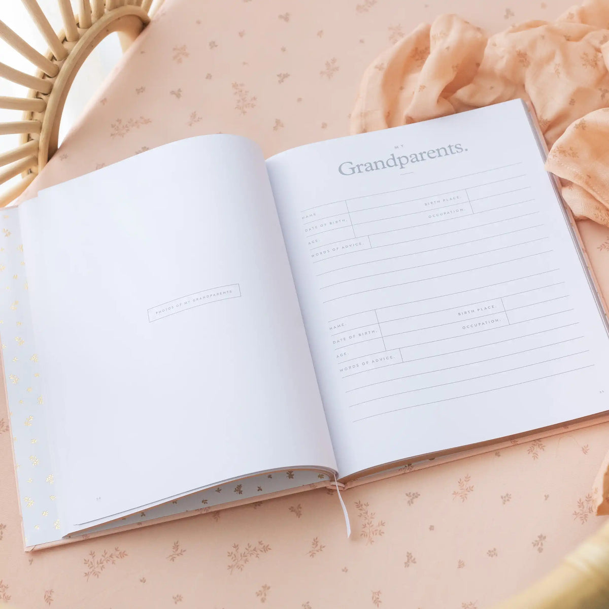 Baby Book designed in Australia. Fox and Fallow pink baby journal.