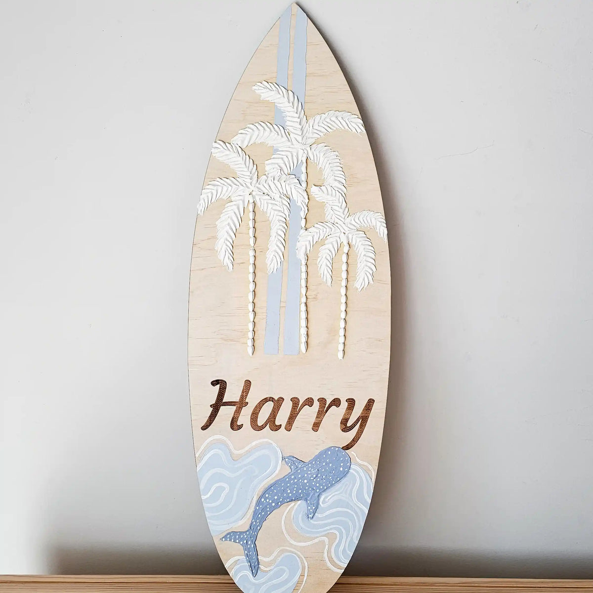 Personalised Palm Tree hand painted Surfboard plaque