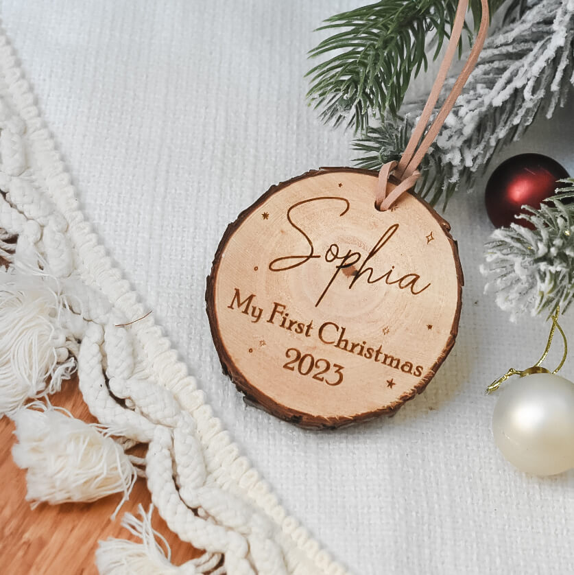 Baby&#39;s First Christmas Rustic Decoration