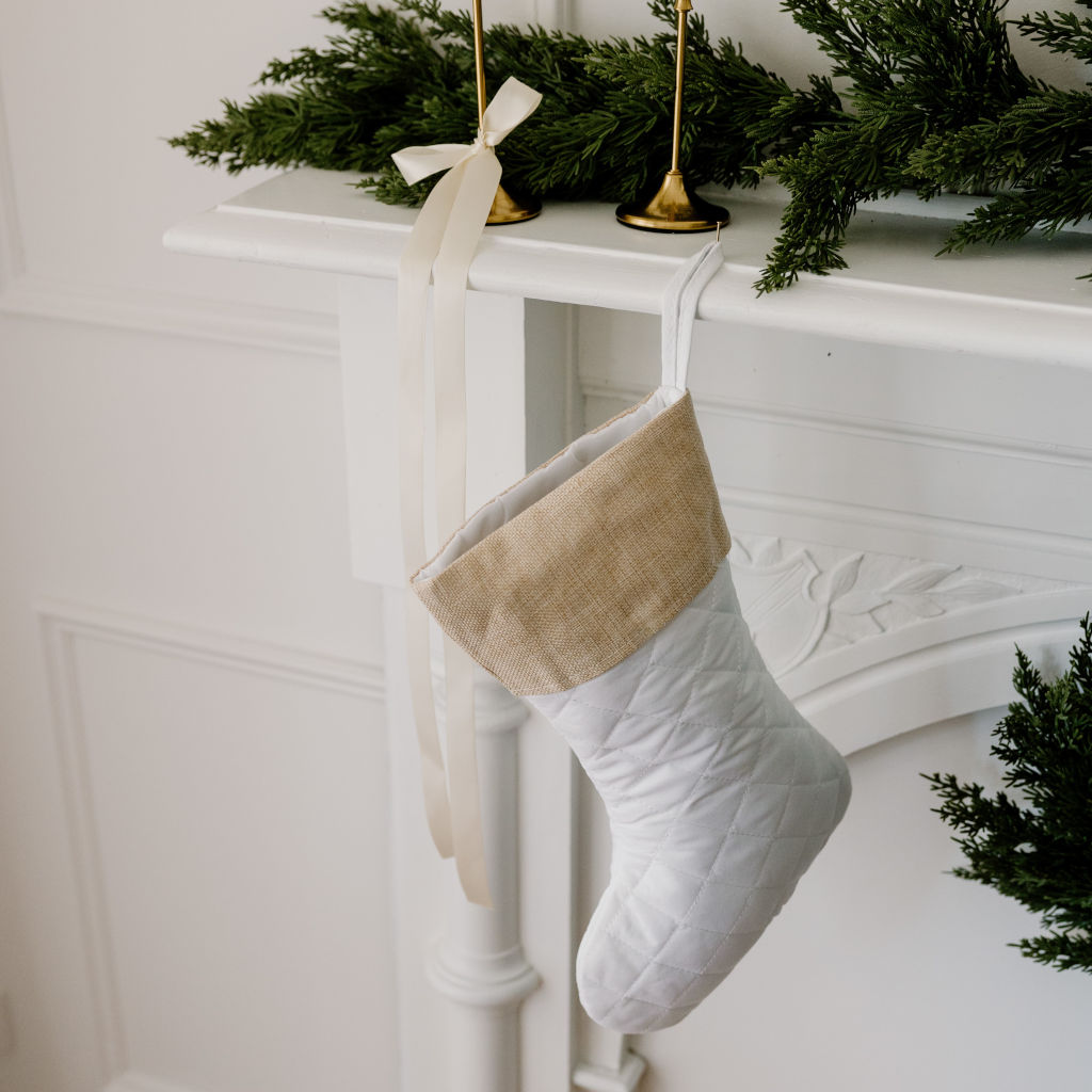 White Quilted Christmas Stocking