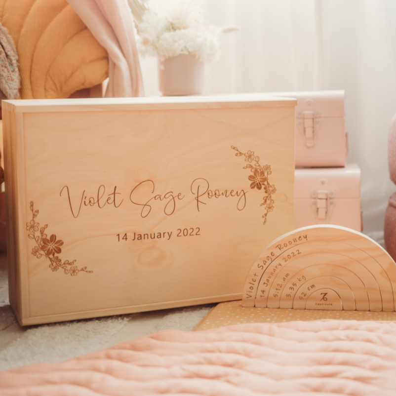 Birth Rainbow &amp; Extra Large Keepsake Box Bundle