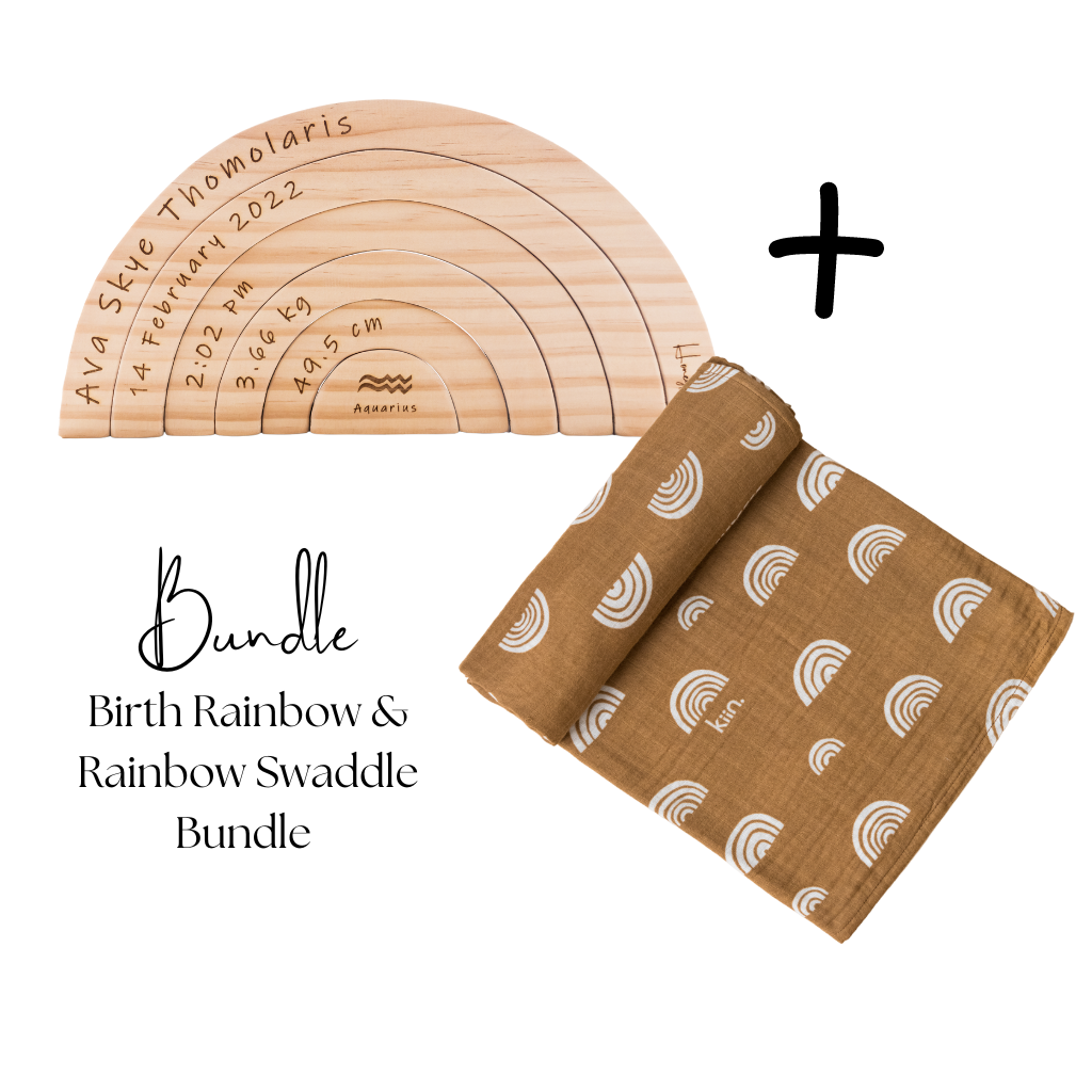 Birth Rainbow &amp; Rainbow Swaddle Bundle (Umber)