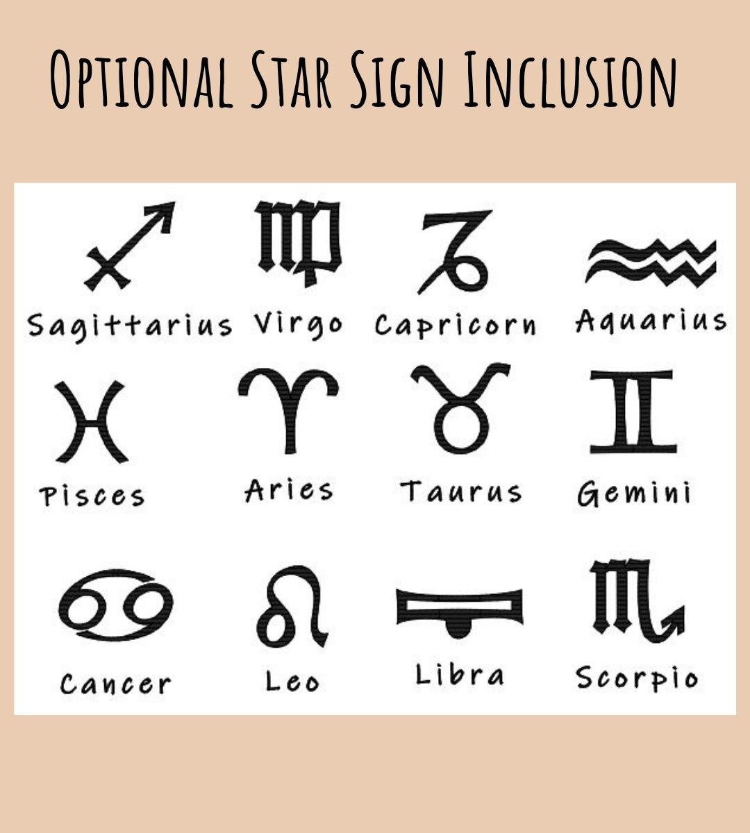 Optional Starsigns available to be engraved onto Sun stacker. Hand made in Australia
