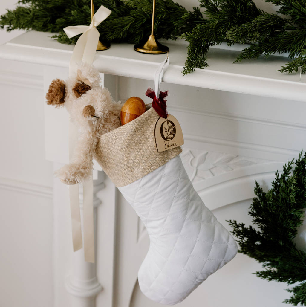 White Quilted Christmas Stocking