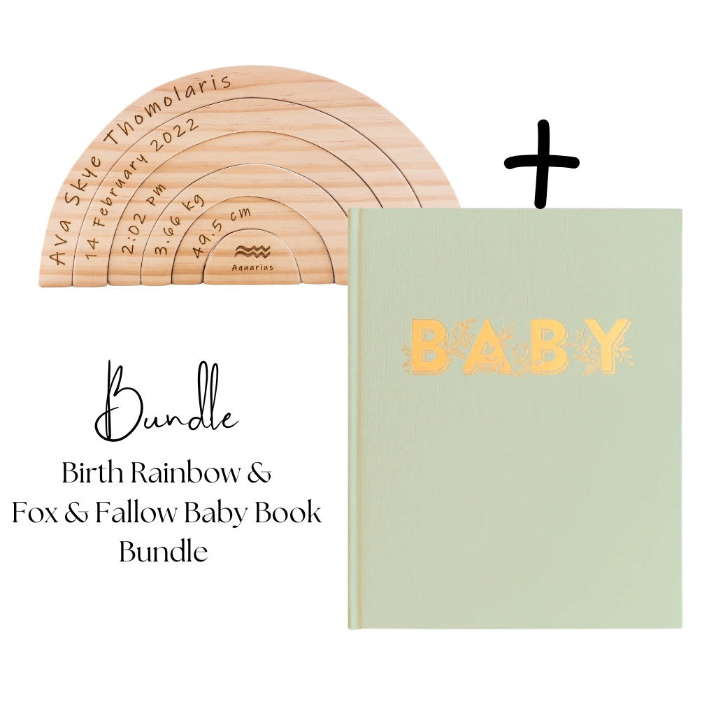 Birth Rainbow &amp; Fox &amp; Fallow - Pistachio Baby Book Bundle