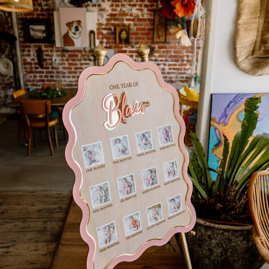 First Birthday Photo Board - Wavy Arch