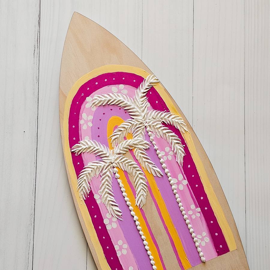 Personalised Coastal hand painted Surfboard plaque