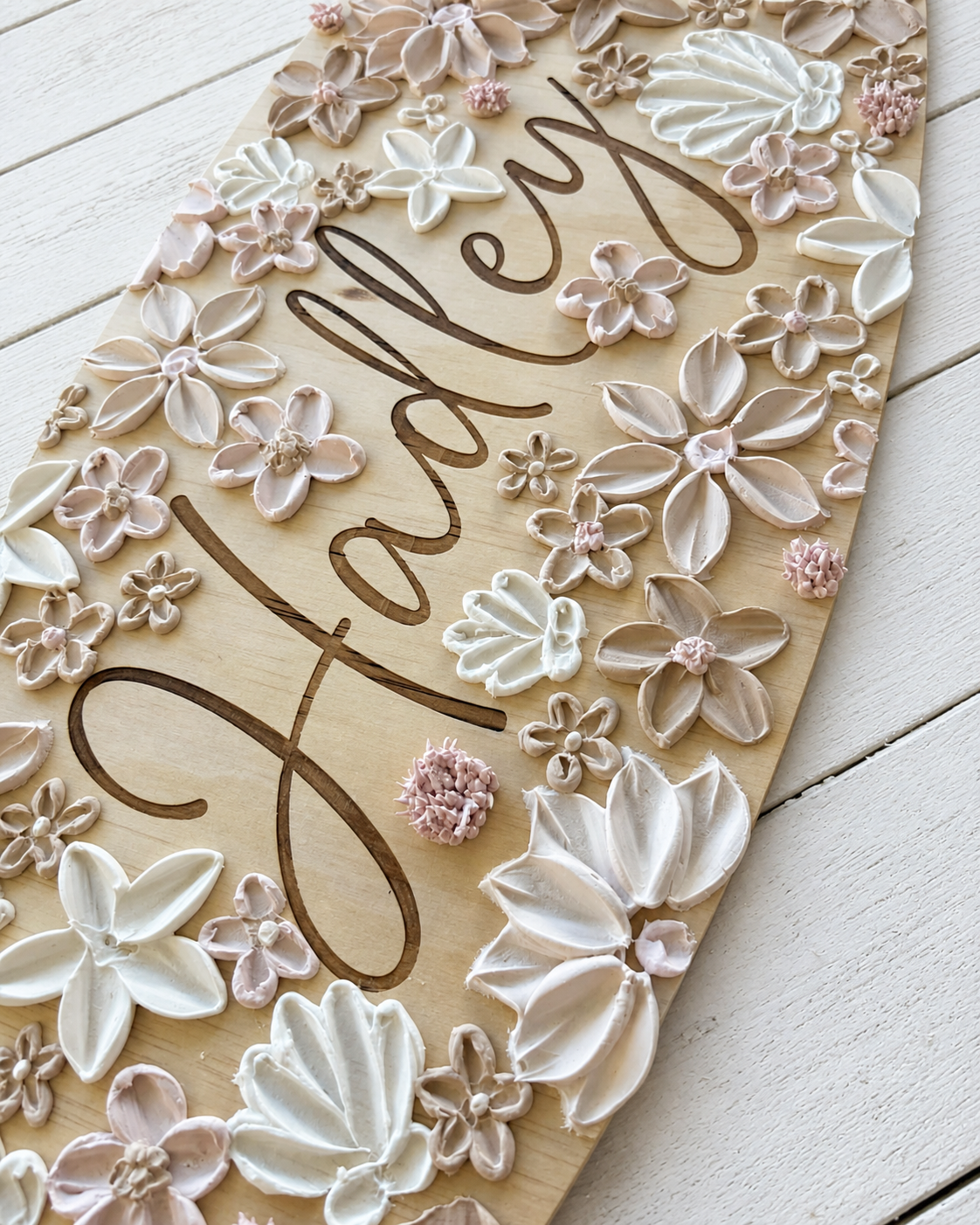 Personalised Floral hand painted Surfboard plaque