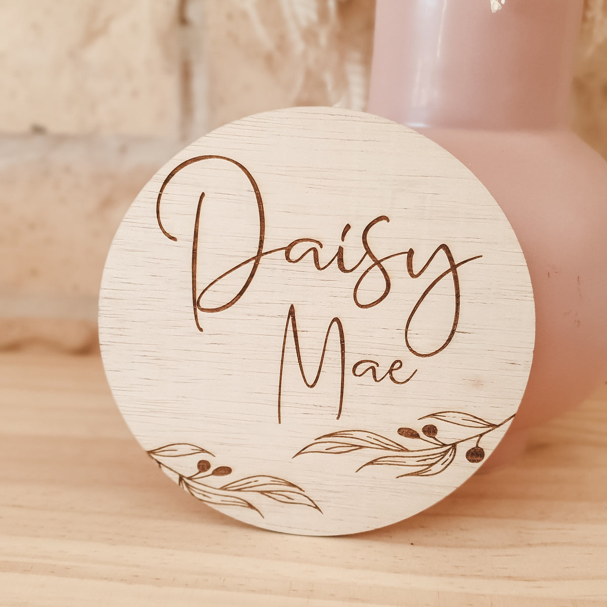 Olive Leaf - Round Name Plaque