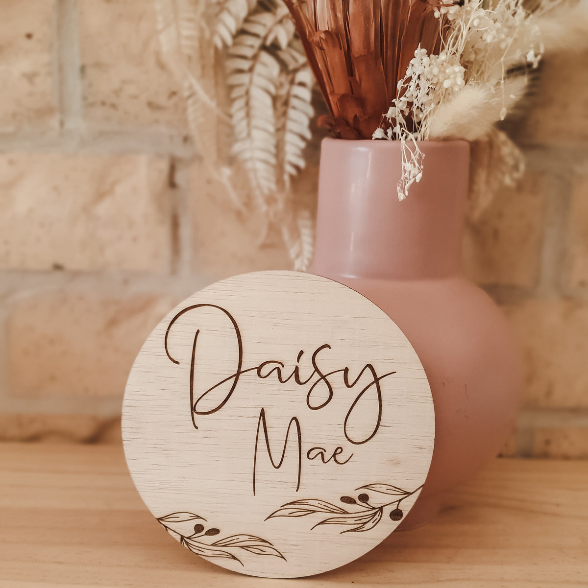 Olive Leaf - Round Name Plaque