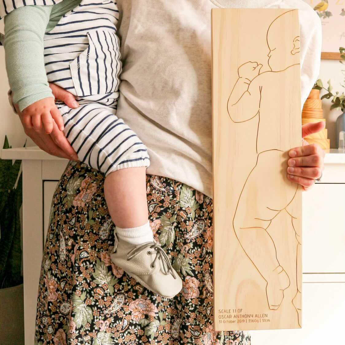 Charlie birth ruler — personalised wooden baby keepsake