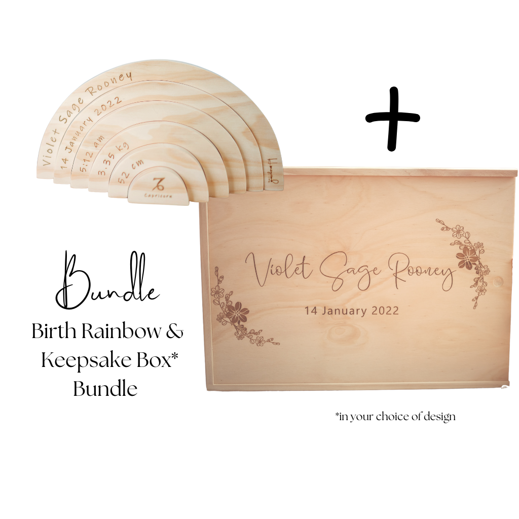 Birth Rainbow &amp; Extra Large Keepsake Box Bundle