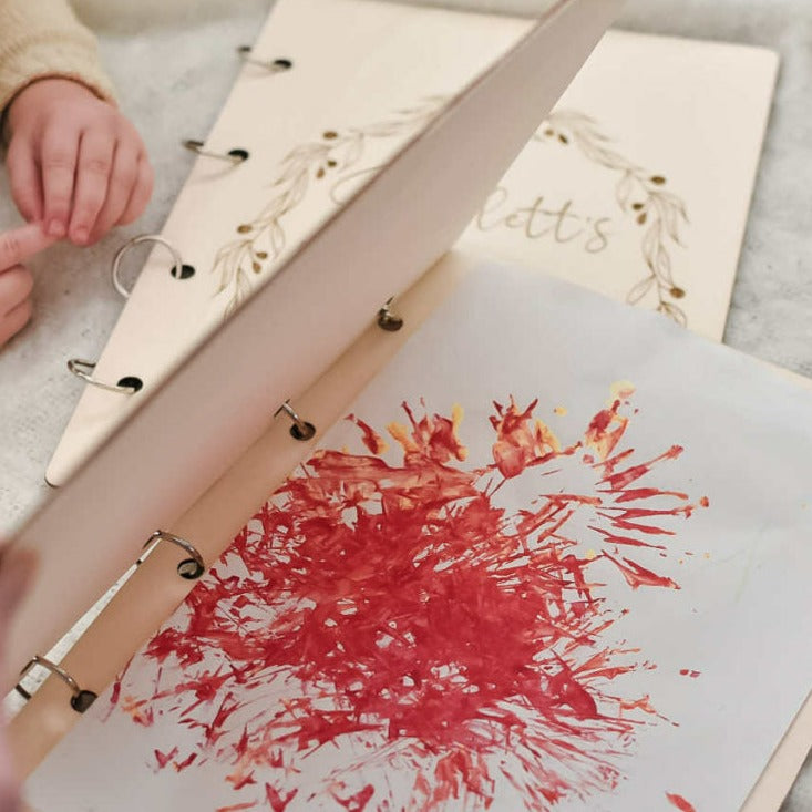Personalised children's artwork folder with engraved name — Australian made art storage keepsake