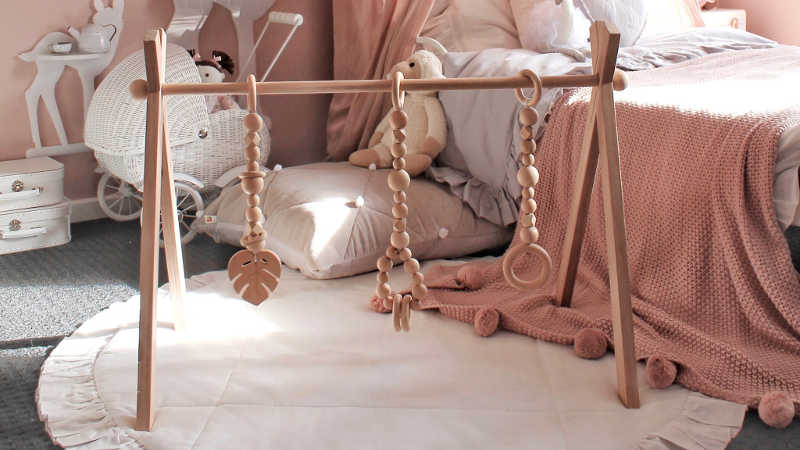 Deluxe Raw Beechwood Play Gym Package - SINGLE FRAME &amp; TOYS