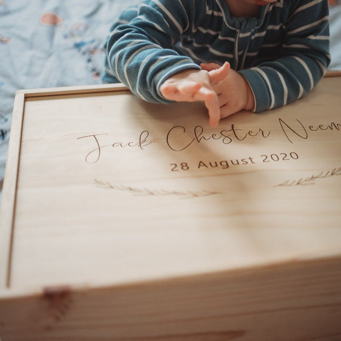 Personalised wooden keepsake box engraved lid -XL — Honeycomb Living