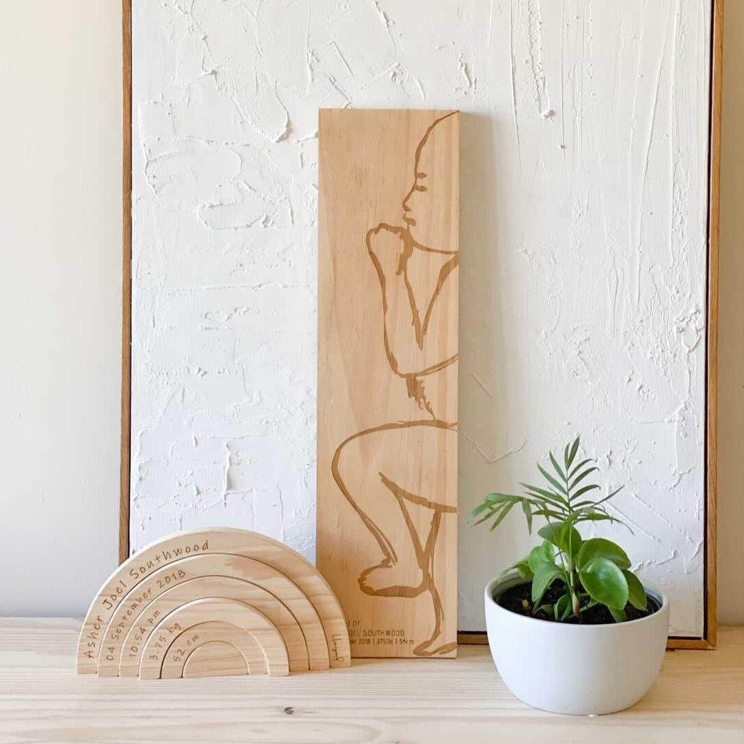 Frankie design personalised wooden birth ruler — engraved with baby's birth details